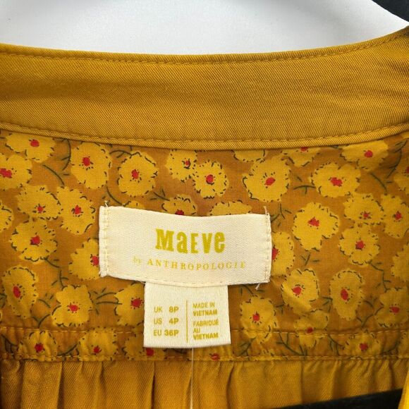 NWT ANTHROPOLOGIE Maeve Mustard Yellow Marlie Button Front Tunic Dress 4 Petite - Picture 8 of 10